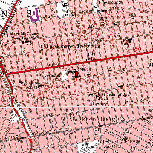 Topographic Map of Intermediate School 145, NY