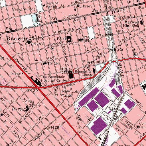Topographic Map of Junior High School 275 Thelma Hamilton (historical), NY