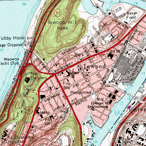 Topographic Map of Intermediate School 52, NY