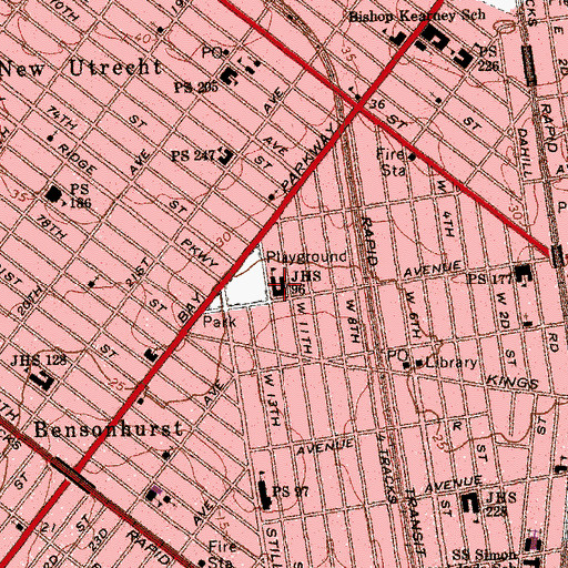 Topographic Map of Intermediate School 96, NY