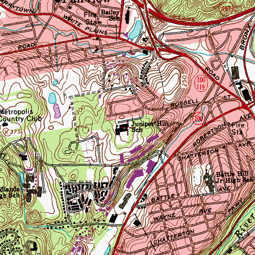 Topographic Map of Juniper Hill School, NY
