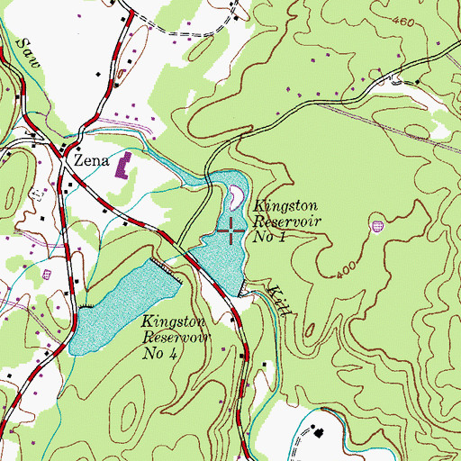 Topographic Map of Kingston Reservoir Number One, NY
