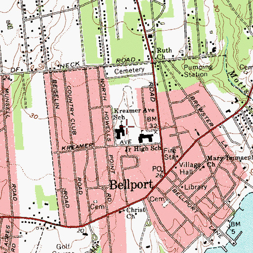 Topographic Map of Kreamer Avenue School, NY