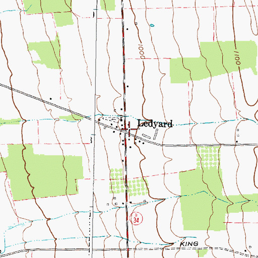 Topographic Map of Ledyard, NY