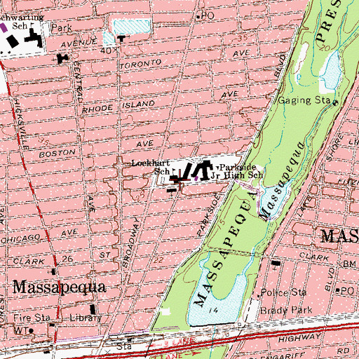 Topographic Map of Lockhart Elementary School, NY
