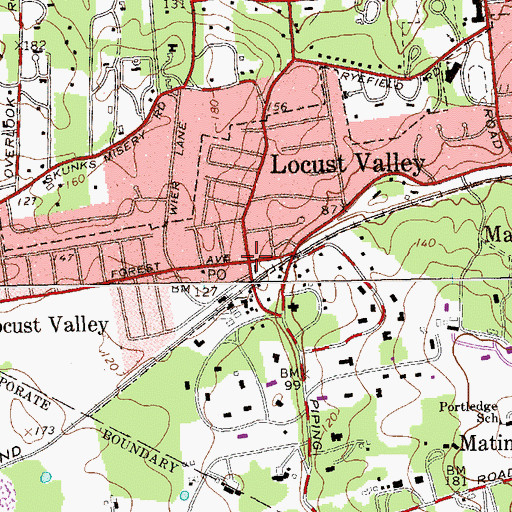 Topographic Map of Locust Valley, NY