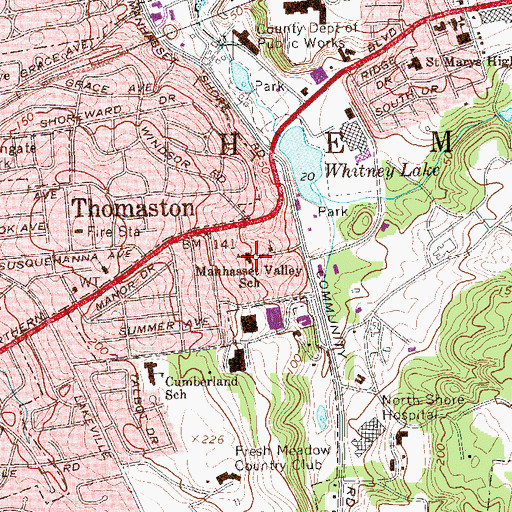 Topographic Map of Manhasset Valley School, NY