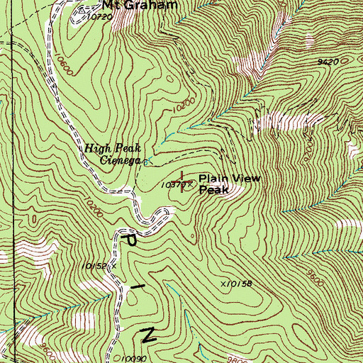 Topographic Map of Plain View Peak, AZ