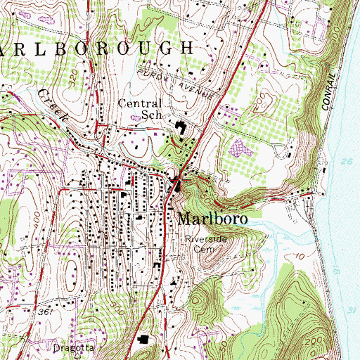 Topographic Map of Marlboro, NY