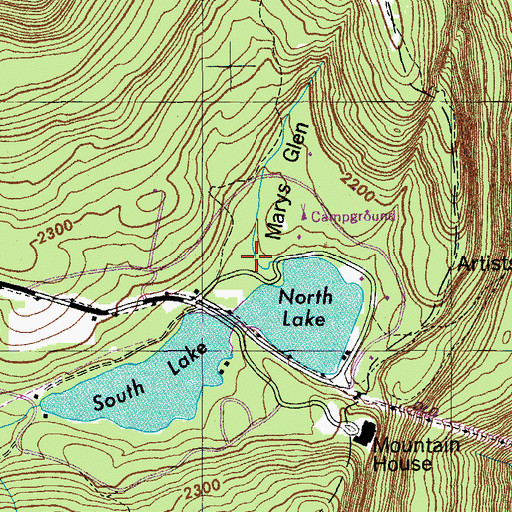 Topographic Map of Marys Glen, NY