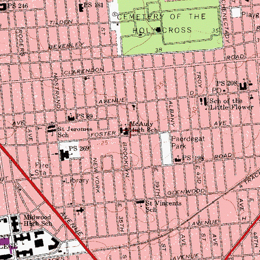Topographic Map of Catherine McAuley High School, NY
