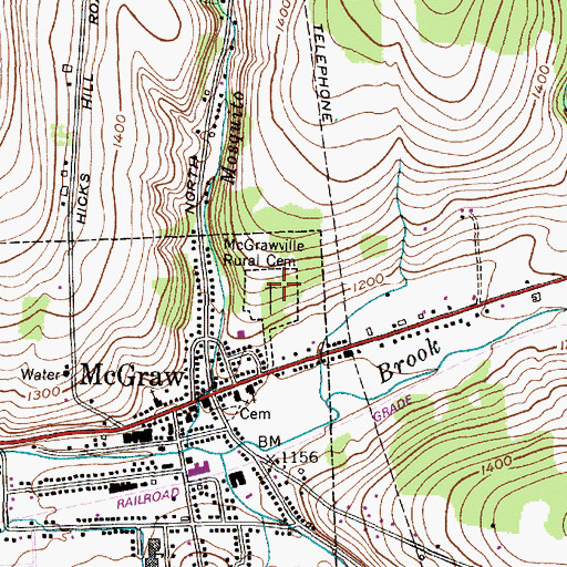 Topographic Map of McGraw Rural Cemetery, NY