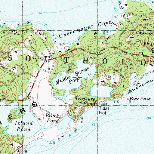 Topographic Map of Middle Farms Pond, NY