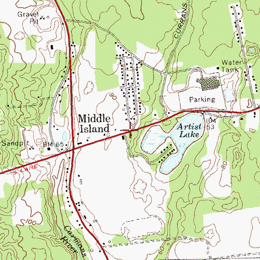 Topographic Map of Middle Island, NY