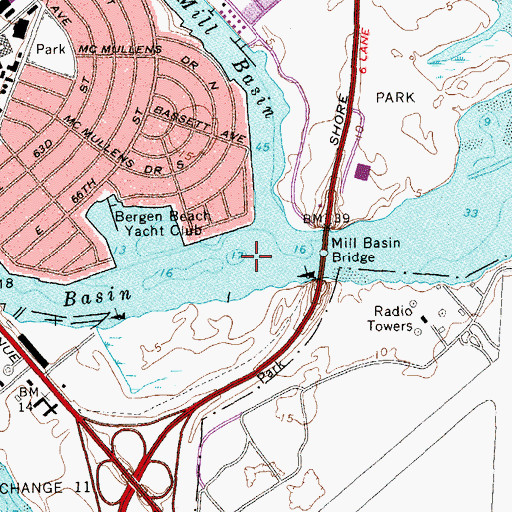 Topographic Map of Mill Basin, NY