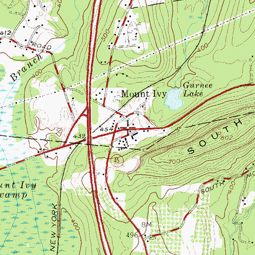 Topographic Map of Mount Ivy, NY