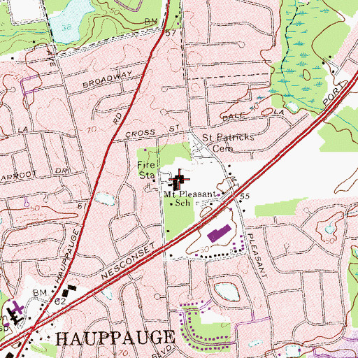 Topographic Map of Mount Pleasant Elementary School, NY