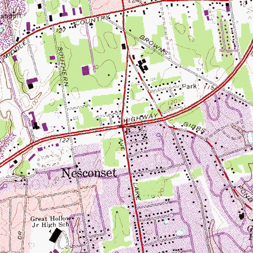 Topographic Map of Nesconset, NY