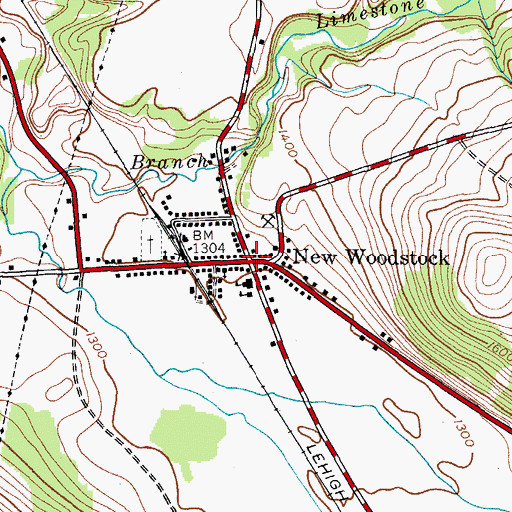 Topographic Map of New Woodstock, NY