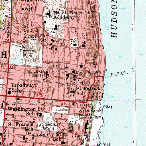 Topographic Map of Newburgh, NY