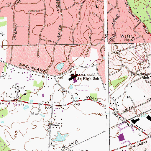 Topographic Map of Oldfield Middle School, NY
