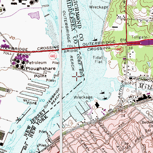 Topographic Map of Outerbridge Reach, NY