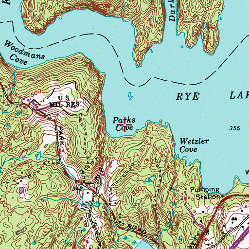 Topographic Map of Parks Cove, NY