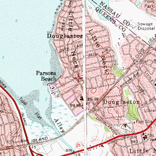 Topographic Map of Parsons Beach, NY