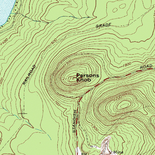 Topographic Map of Parsons Knob, NY