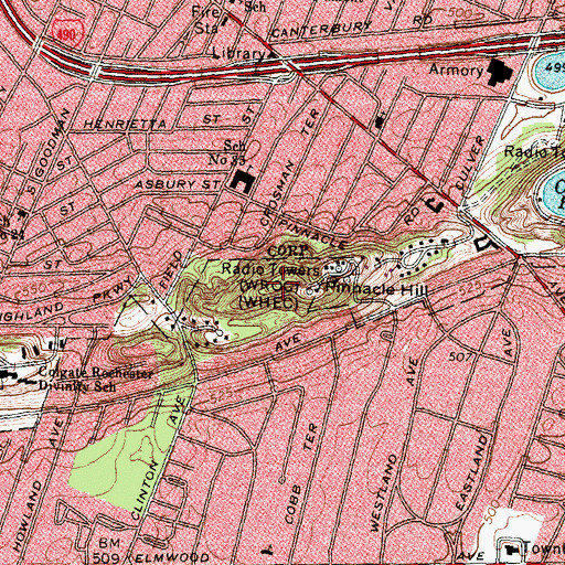 Topographic Map of Pinnacle Hill, NY