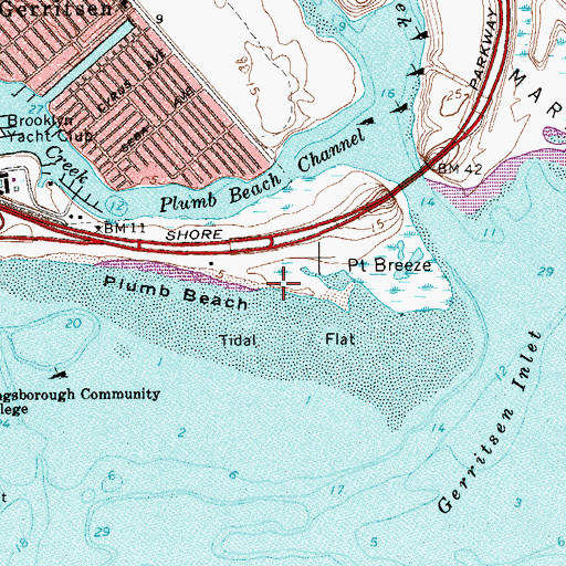 Topographic Map of Plumb Beach, NY