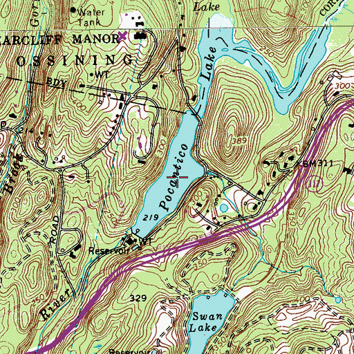 Topographic Map of Pocantico Lake, NY