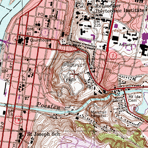 Topographic Map of Prospect Park, NY