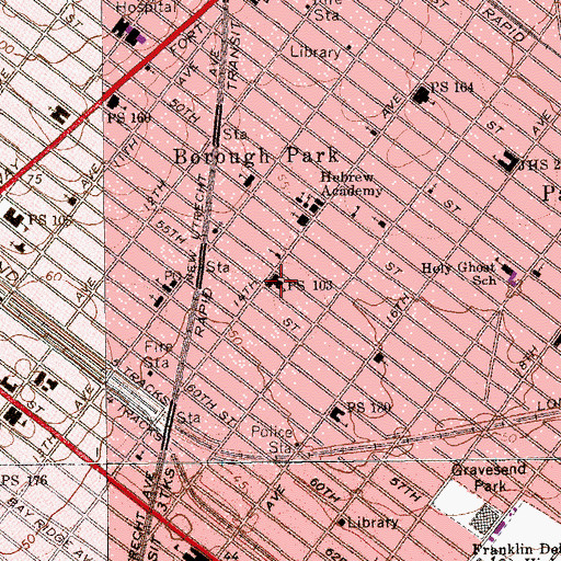 Topographic Map of Public School 103, NY