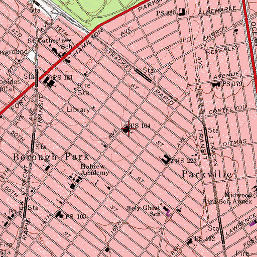 Topographic Map of Public School 164, NY
