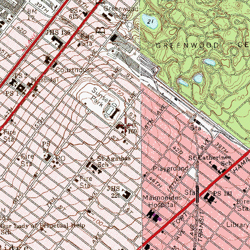 Topographic Map of Public School 169, NY