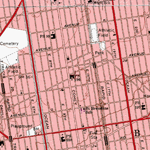 Topographic Map of Public School 199, NY