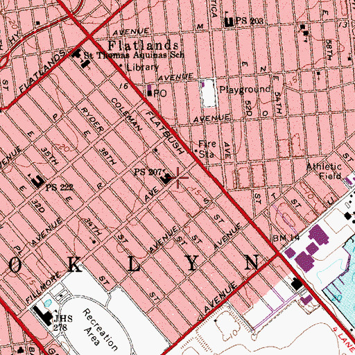 Topographic Map of Public School 207, NY
