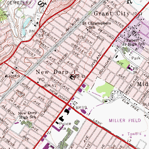 Topographic Map of Public School 41, NY