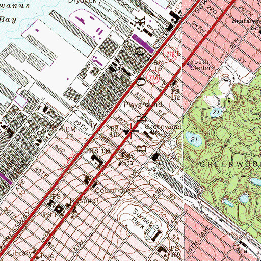 Topographic Map of Public School 615, NY