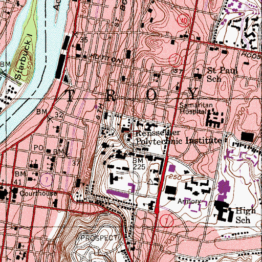 Topographic Map of Rensselaer Polytechnic Institute, NY
