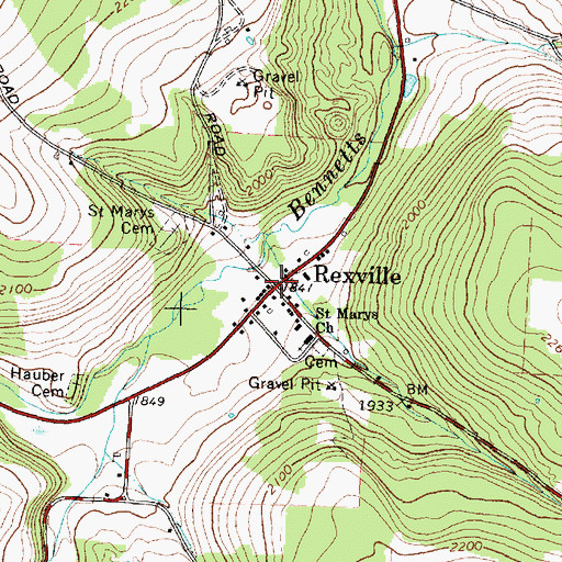 Topographic Map of Rexville, NY