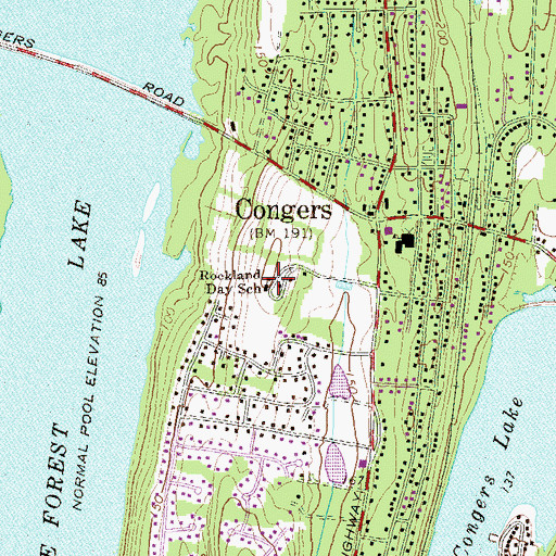 Topographic Map of Rockland Day School, NY