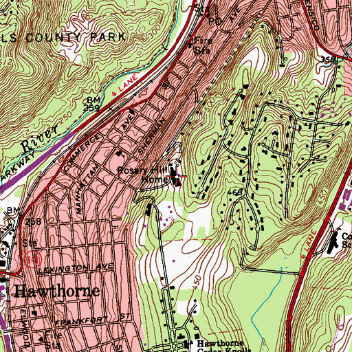 Topographic Map of Rosary Hill Home, NY