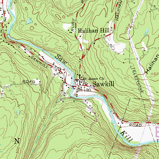 Topographic Map of Saint Anns Church, NY