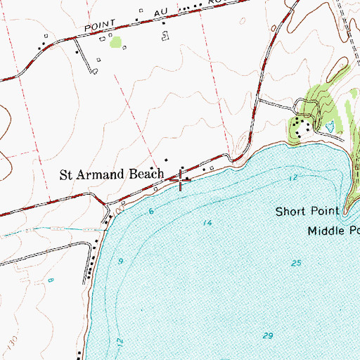 Topographic Map of Saint Armand Beach, NY
