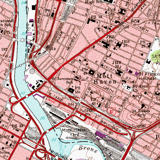 Topographic Map of Saint Jeromes School, NY