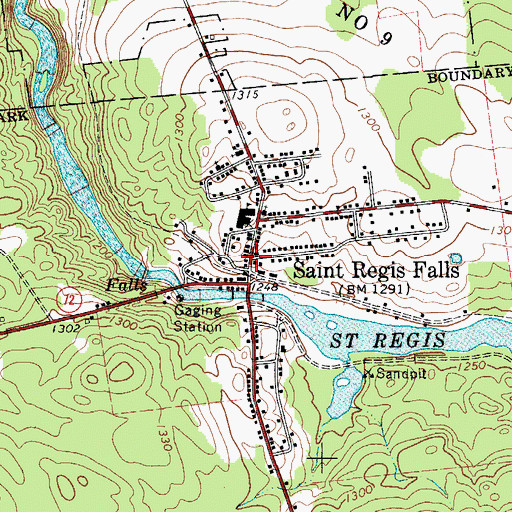 Topographic Map of Saint Regis Falls, NY