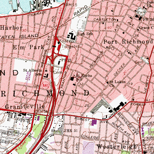 Topographic Map of Saint Rochs School, NY