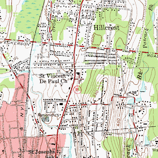 Topographic Map of Saint Vincent De Paul Church, NY